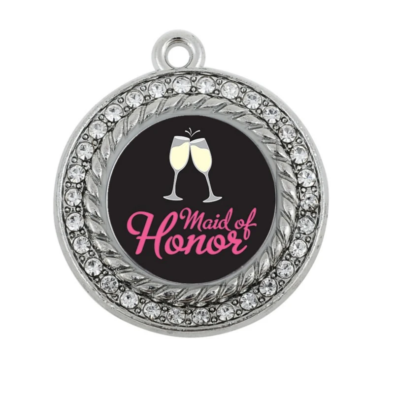 

MAID OF HONOR CIRCLE CHARM antique silver plated jewelry