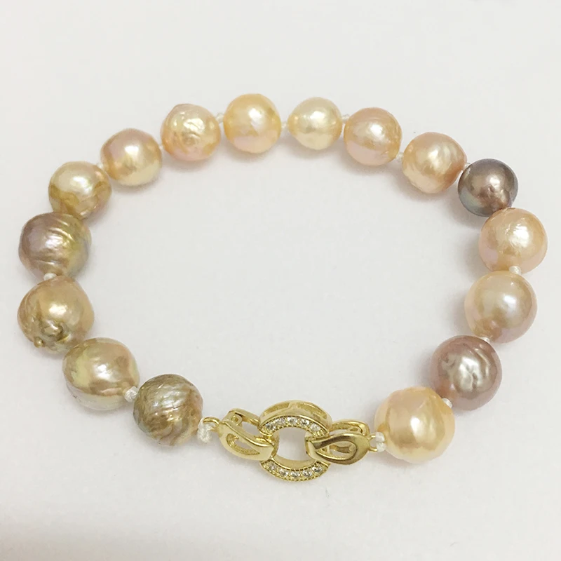 

100% nature freshwater pearl bracelet made of very nice special keshi pearl-9-10 mm,all are nature colors,high luster