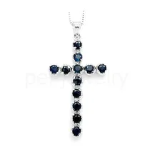 Подвеска с крестом, сапфировое ожерелье, подвеска, натуральный синий сапфир, серебро 925 пробы, ручная работа, ювелирное изделие, 0.15ct* 12 шт, драгоценный камень#16090220