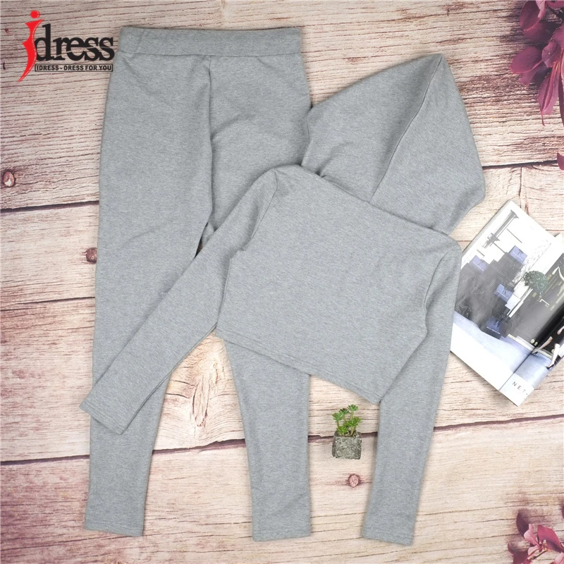 IDress Women Suit Outfit Two Piece Set Crop Top Legging Sweatpants Set Crop Hoodie Set Female Sweatshirt Pants Tracksuit Set (7)