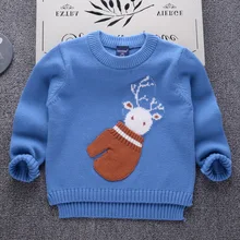 AD хлопковая перчатка с оленем для мальчиков и девочек, свитера весна-зима-осень, теплая детская вязаная одежда, детский пуловер