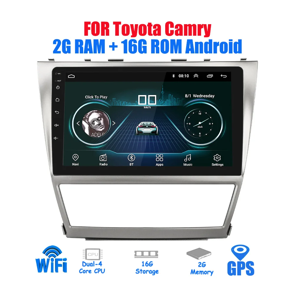 10,2 ''android 2din автомобиля радио для Toyota Camry 2007~ 2011 gps навигации Стерео Аудио Видео Мультимедиа DVD плеер Wi Fi Bluetooth - Цвет: No Camera