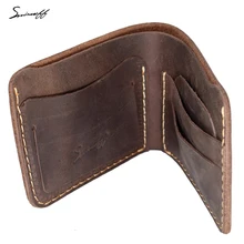 SMIRNOFF Handmade Leather Men Wallet Best Gift For Man Retro Short Genuine Leather Male Wallet Support Custom Name Purse