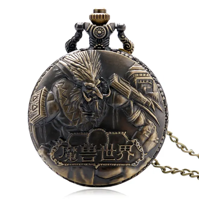 Hot Game World of Warcraft Theme Troll Design Bronze 3D Case Quartz Fob Pocket W Hot Game World of Warcraft Theme Troll Design Bronze 3D Case Quartz Fob Pocket W