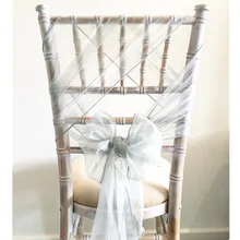 Стул украшения Свадебные/органза стул пояса завязывать бантики для свадьбы/свадебные стул узел 100 шт./лот