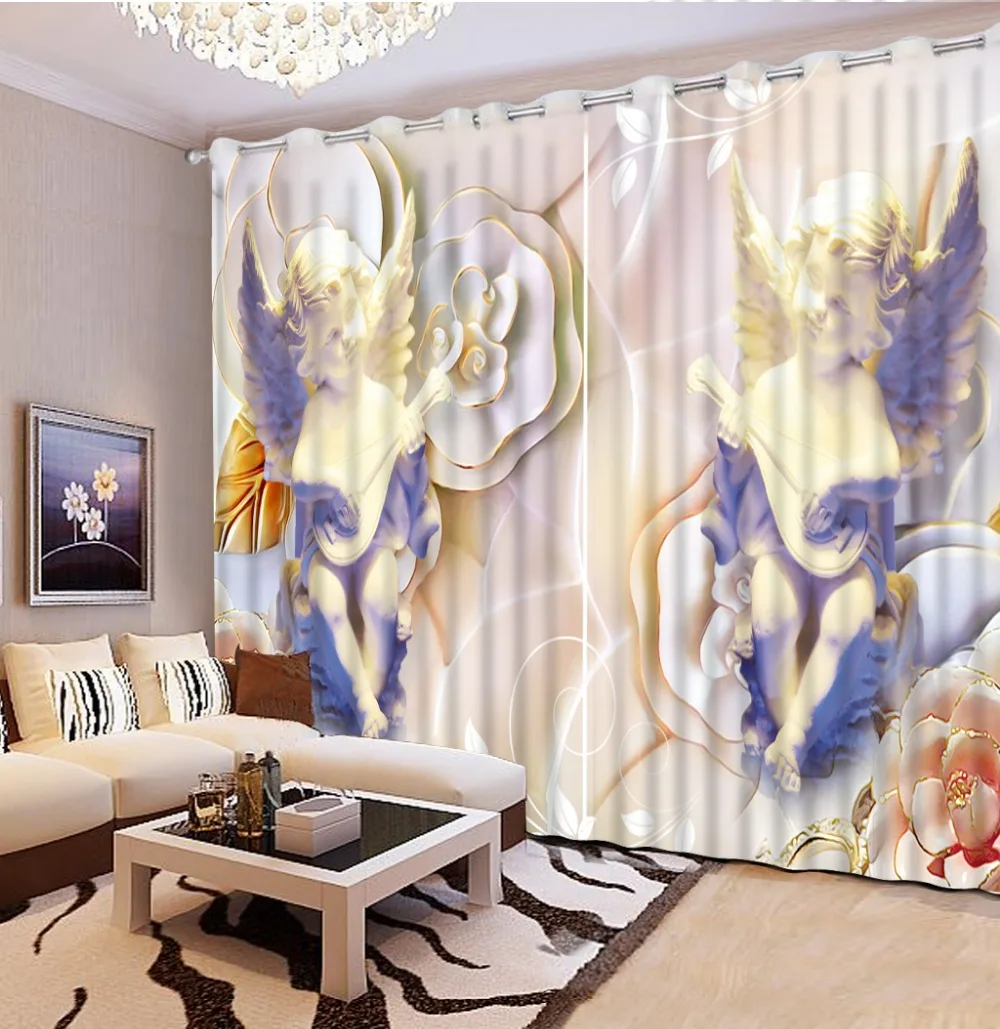 

Blackout fabric European style of sculpture Printing Luxury 3D Window Curtains For Living room Bedding room Home Hotel CL-DLM754