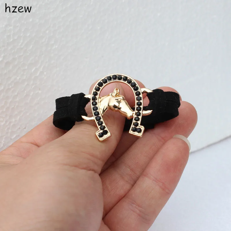 Hzew-여성 패션 주얼리 말 팔찌 크리스마스 선물 크리스탈 말굽 팔찌, 여성 말발굽 팔찌