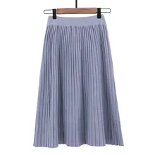 Горячая Распродажа, последняя мода, длинная трикотажная плиссированная элегантная юбка-трапеция средней длины, женская повседневная юбка большого размера