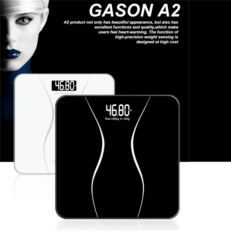 GASON(A2) Bathroom floor scales smart household electronic digital Body bariatric LCD HD display Division value 180kg=400lb