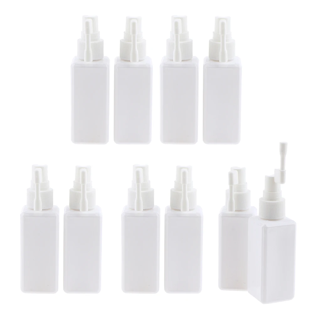 10Pcs Empty Nasal Spray Refillable Bottle Oral Care Mist Atomizer 50mL