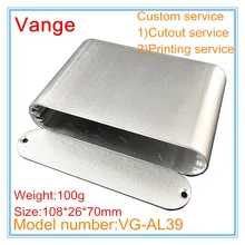 1 шт./лот алюминиевый корпус с серебристой пескоструйной обработкой 6063-T5 алюминиевый diy чехол 108*26*70 мм для устройства связи