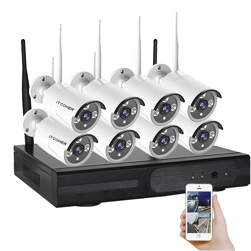 Домашняя камера безопасности CCTV система Беспроводной NVR 8CH IP комплект P2P ИК Ночное