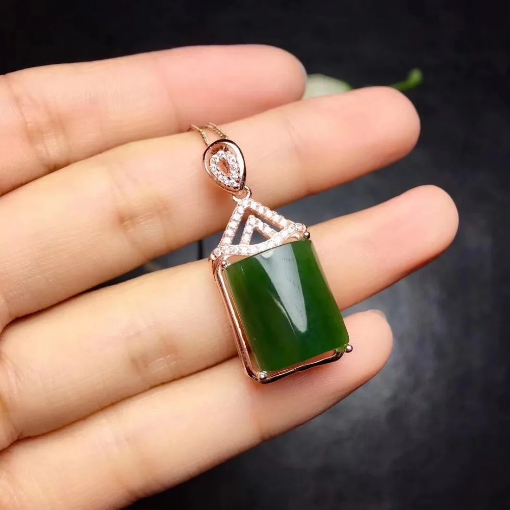  Naturel 12*14mm vert jasper pendentif naturel pierre gemme pendentif 925 en argent sterling mode él