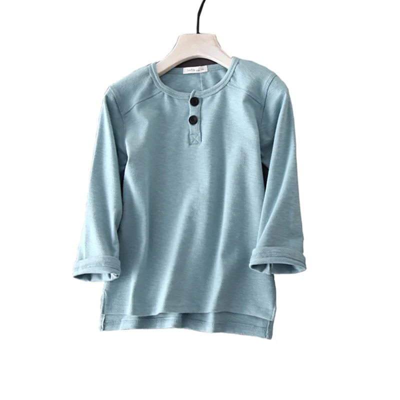 

Long Sleeve Kid's Top Spring Summer Shirts For Girls and Boys Solid Color Bamboo Cotton Children T shirts BC050