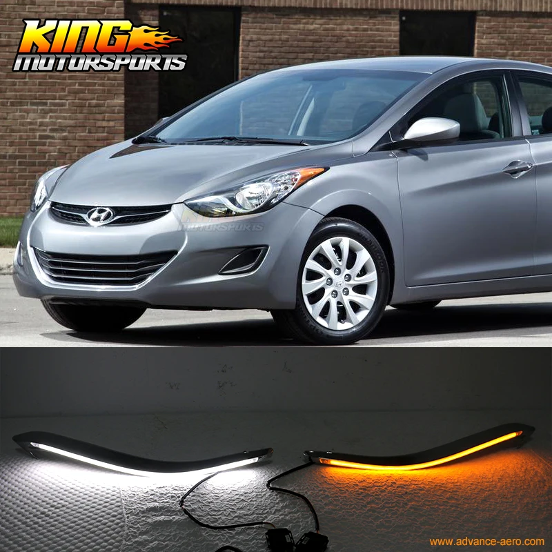 For 2009 2013 Hyundai Elantra LED Eyebrow DRL Headlight Turn Signalin Car Light Assembly from