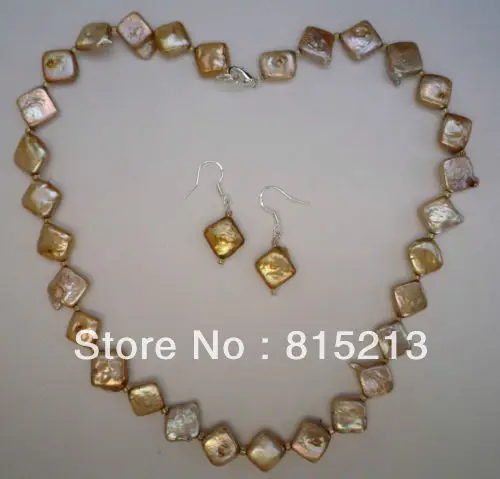

ddh00765 Gold Keshi Pearl Necklace and Earrings