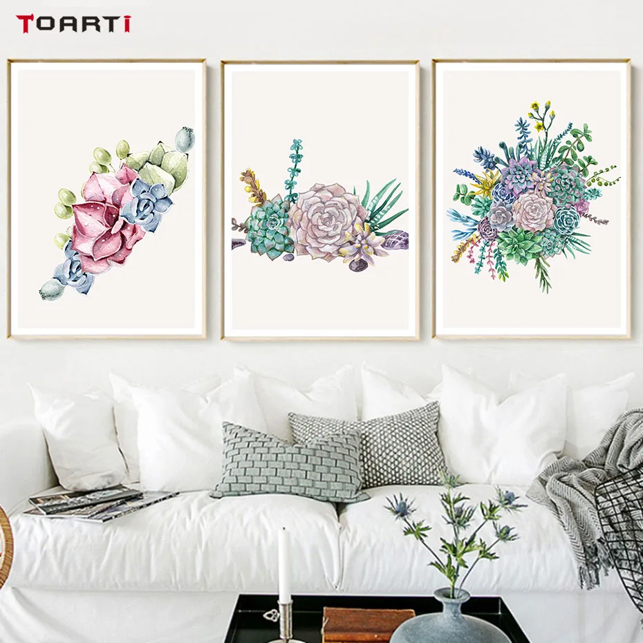 Watercolor-Cactus-Flower-Succulent-Canvas-Prints-Wall-Pictures-For (1)