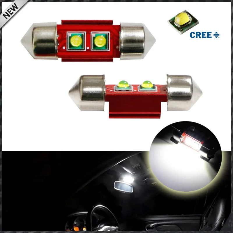 2 шт. супер яркие ксеноновые белые 6 Вт высокой мощности XP-E 1,2" 31 мм гирлянда светодиодный лампы DE3175 DE3021 интерьер автомобиля Купол Карта светильник