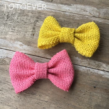 

12pcs/lot Natural Jute Burlap Hessian Bowknot Bows DIY Accessories Craft Rustic Wedding Decoration Supplier Craft Decor Hot