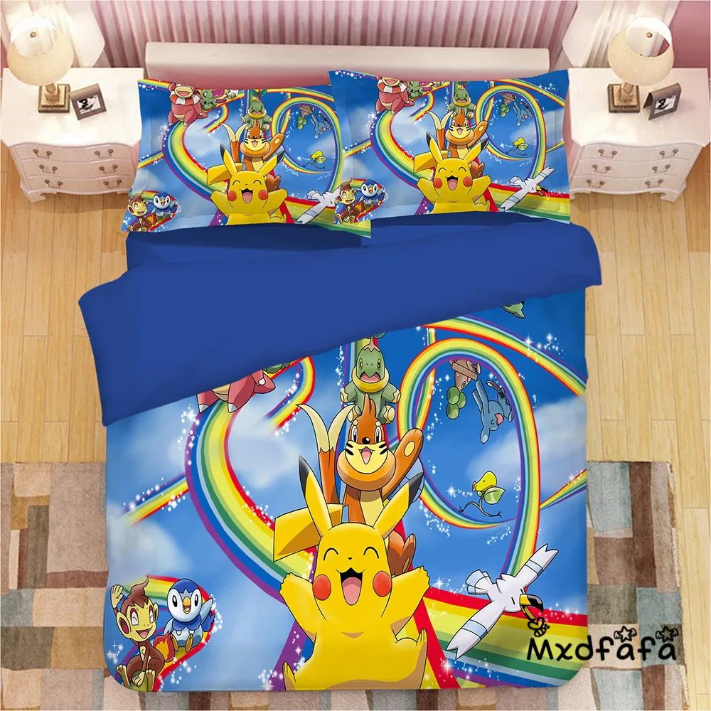 

Mxdfafa Anime Pokemon duvet cover Set Cartoon Bedding Sets Luxury Duvet Cover sets 3pcs Include 1 Duvet Cover and 2 pillow Cases