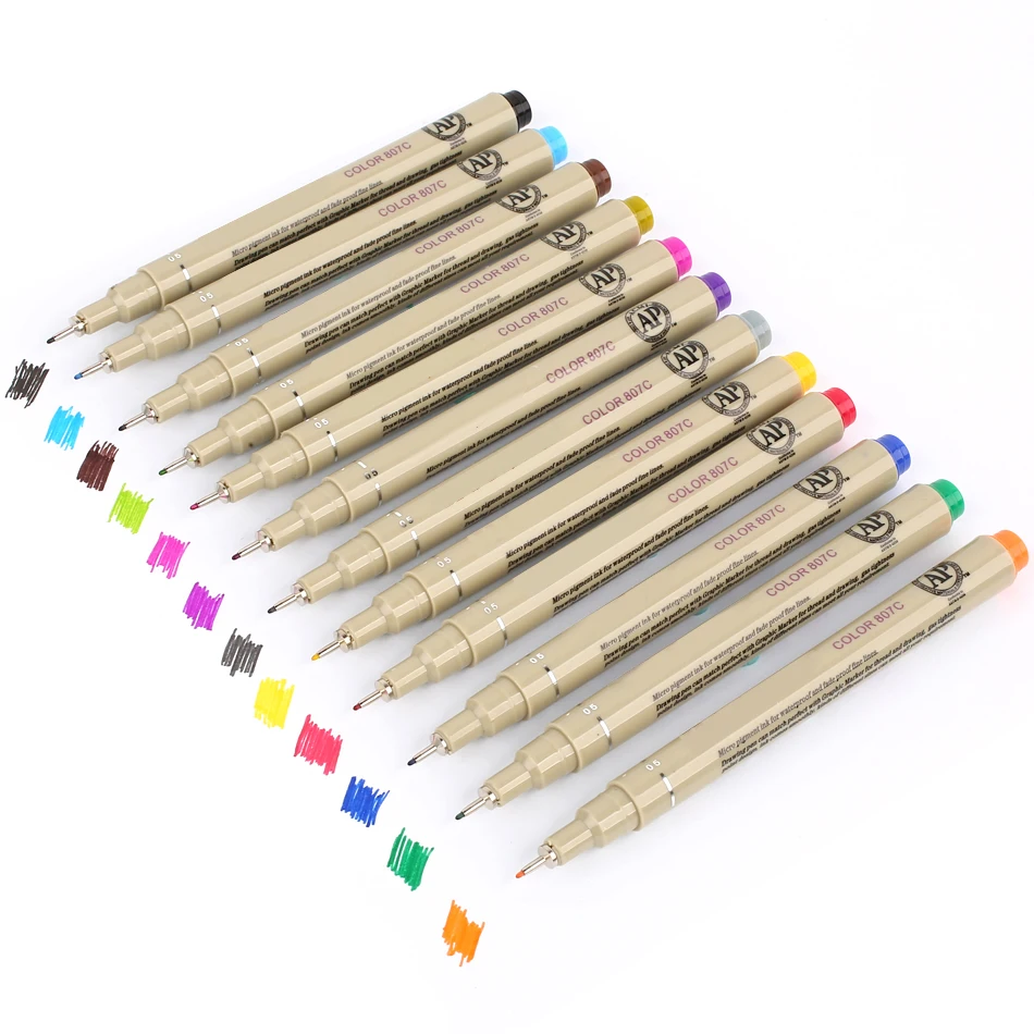 12 Couleur 05mm Rotuladores Croquis Stylo Micron Feutre Fin