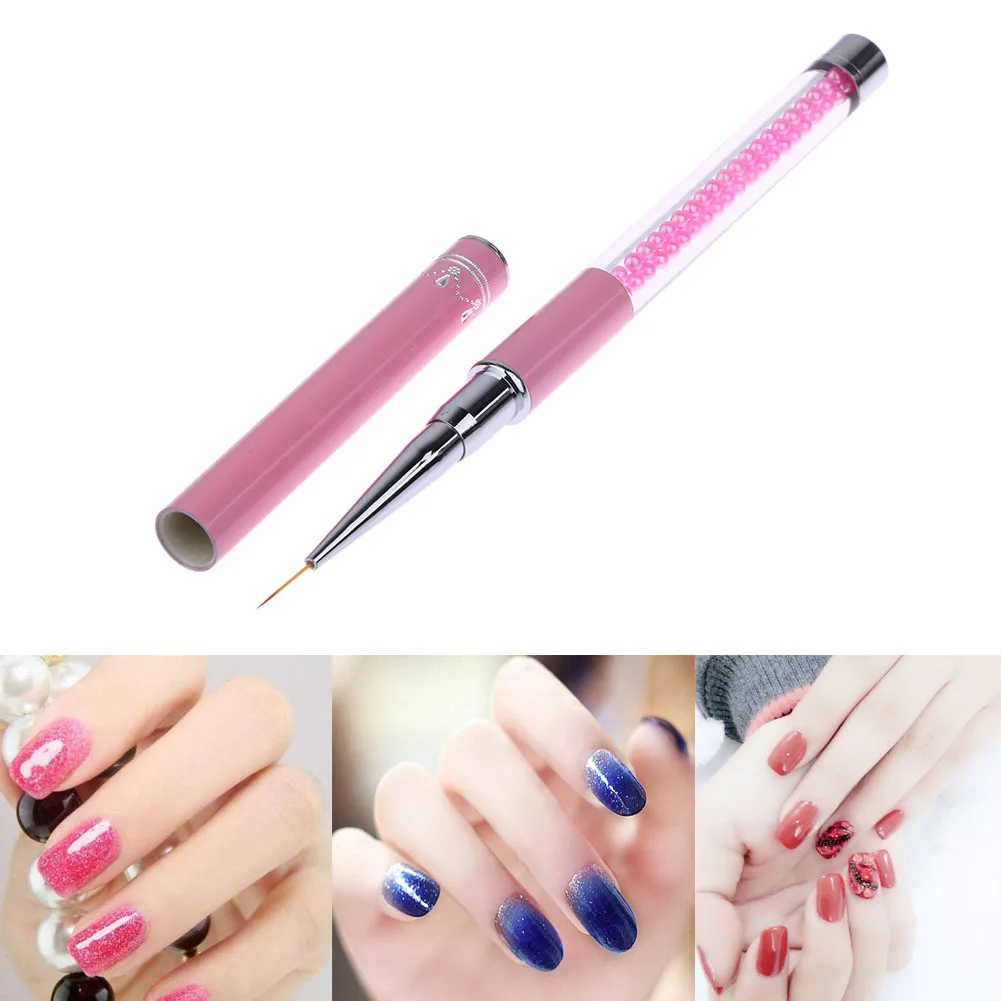 Nail Brush Crystal Acrylic Nail Art Brushes UV Gel Painting Line Brush Nylon Hair Pen Manicure