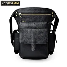 Кожаная Мужская Дизайнерская Повседневная сумка на 8 дюймов, сумка на ремне, черная многофункциональная модная сумка для путешествий, поясная сумка для ног, 913-5b