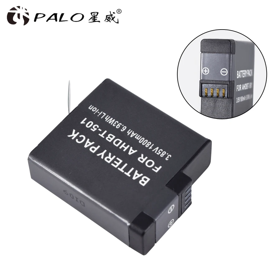 PALO 1 шт. Gopro Hero 5 1800 мАч AHDBT-501 AHDBT501 AHDBT 501 перезаряжаемый аккумулятор для камеры для Gopro Hero 5 Hero5 Go pro
