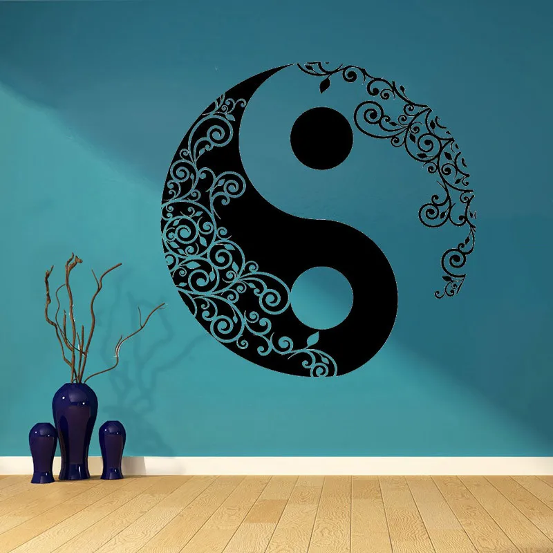 Будда Инь Ян Цветочные Йога, медитация стены виниловая наклейка художественная съёмные постеры роспись Мандала Стикеры для украшения дома LY1412