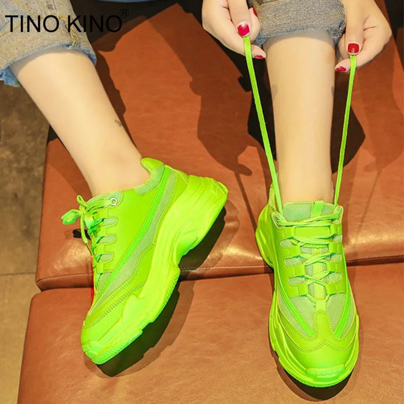 

TINO KINO Women Mesh Autumn Sneakers Lace Up Breath Candy Color Ladies Vulcanized Platform Casual Shoes Female Fashion Footwear