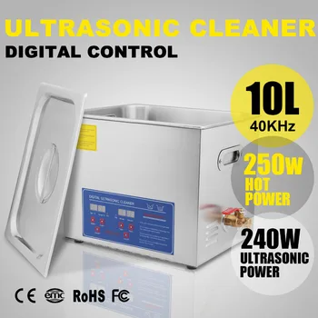 

Ultrasonic Cleaner 10 L Liter Stainless Steel Industry Heated Digital 490W 110v/220v commercial machine