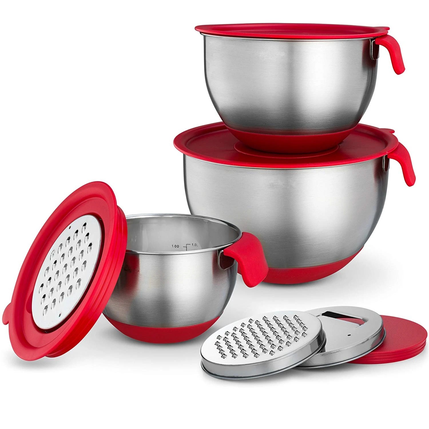 Best Stainless Steel Non Slip Mixing Bowls with Grater Attachments Pour