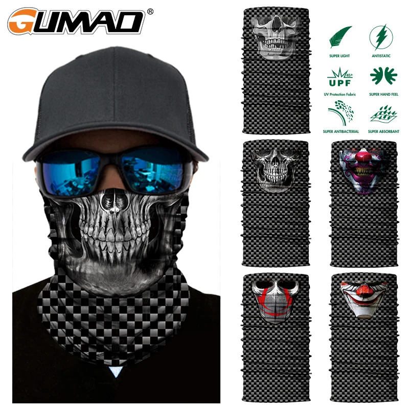 

3D Grid Skull Seamless Magic Neck Gaiter Face Mask Warmer Tube Shield Sport Cycling Camping Ski Bandana Headband Scarf Men Women