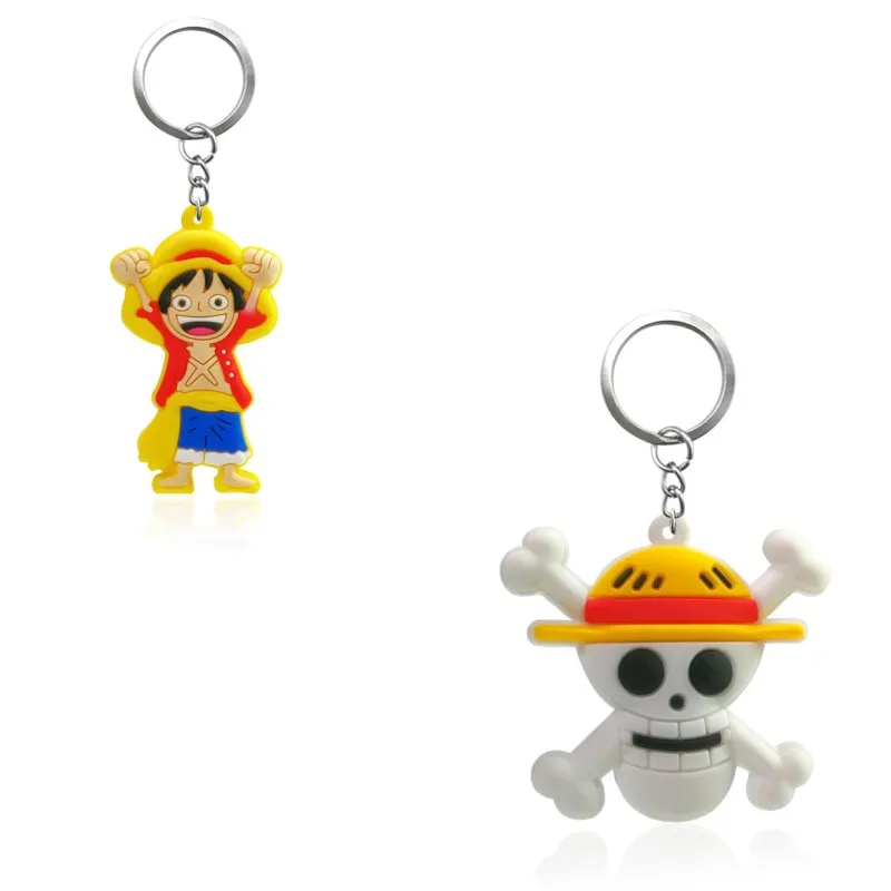 

1pc One Piece New Style PVC Keychain Key Ring Gift For Women Girls Bag Pendant PVC Figure Charms Key Chains Jewelry porte clef
