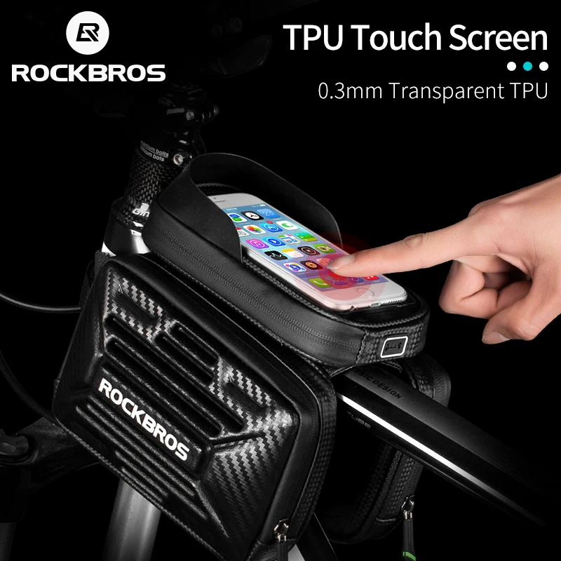 Excellent ROCKBROS Bike Bag Carbon Pattern Touch Screen Mobile Phone Bicycle Saddle Bag MTB Cycling Tube Bag For 6.2in Bicycle Accessories 1 Excellent ROCKBROS Bike Bag Carbon Pattern Touch Screen Mobile Phone Bicycle Saddle Bag MTB Cycling Tube Bag For 6.2in Bicycle Accessories 1