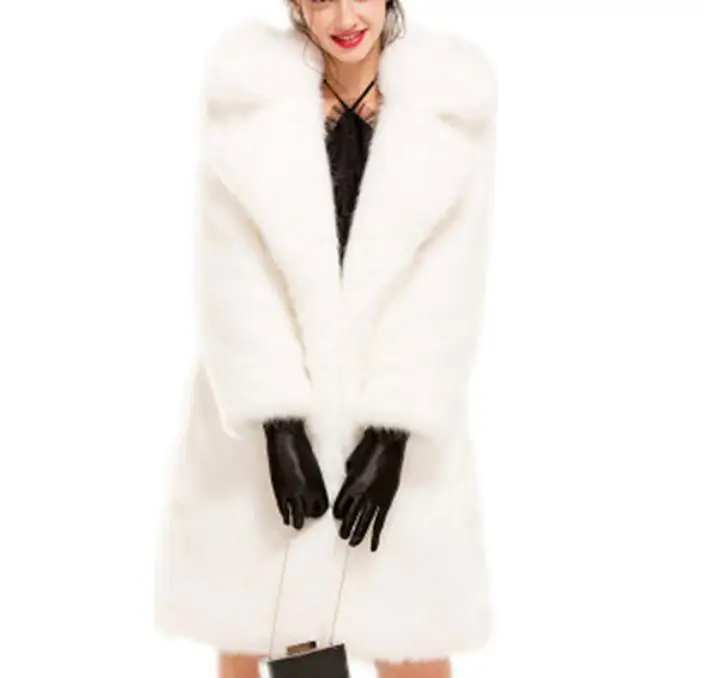 

2019 Autumn Winter Faux Fur Coat White Pink Celebrity Sexy Night CLub Elegant Party Fashion Warm Coat Wholesale