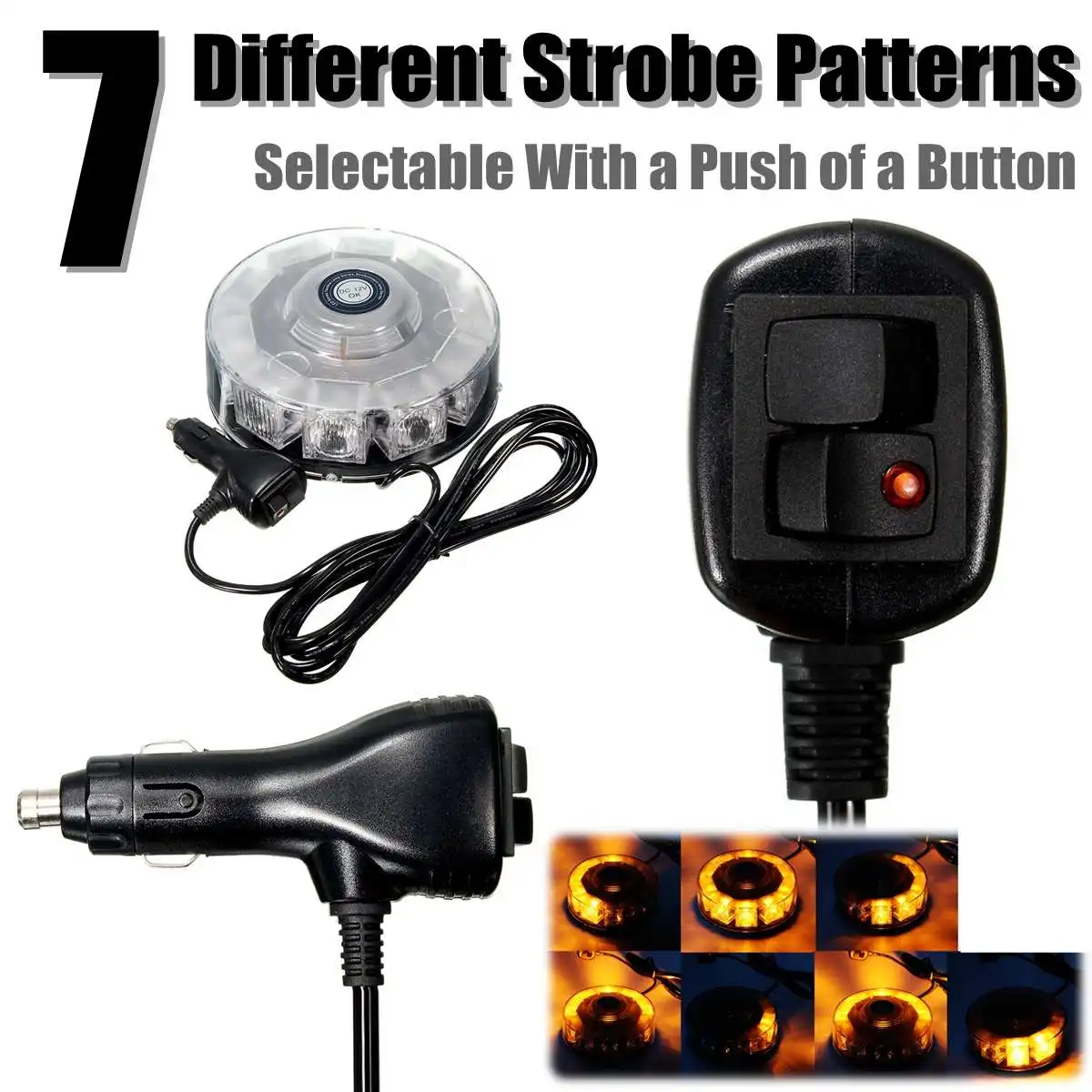 

DC12V Waterproof Yellow/Amber 10 LED Car Vehicle led Warning light Flashing Strobe Emergency Lamp