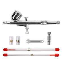 Портативный 0,2 мм/0,3 мм/0,5 мм иглы и насадки двойного действия Аэрограф, воздушный компрессор комплект ремесло CakePaint Art пневматический распылитель пистолет