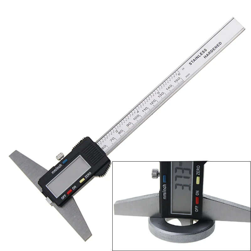 

1pc 0-150mm 6" Metric Imperial Digital Depth Vernier Caliper Micrometer Stainless Steel Electric Digital Depth Gauge