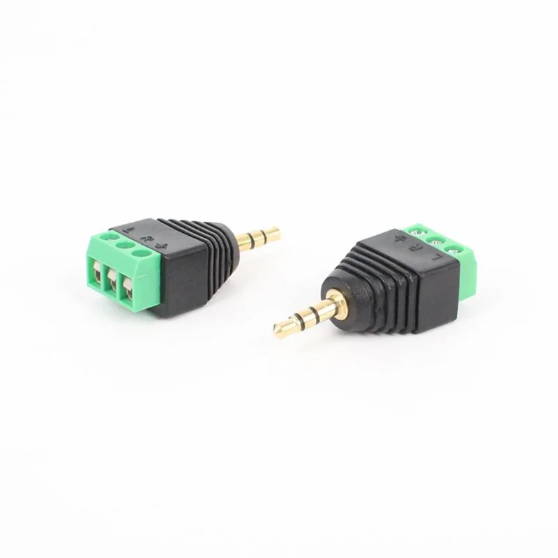 100PCS Jack 3 5MM Connector Gold Plated Dual Channel Audio Headphone Plug Stereo Adapter Without Welding Green Terminals 
