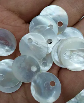 

Double Drilled--Genuine MOP Shell , round,roundel coin disc white beads 12pcs 16 20mm