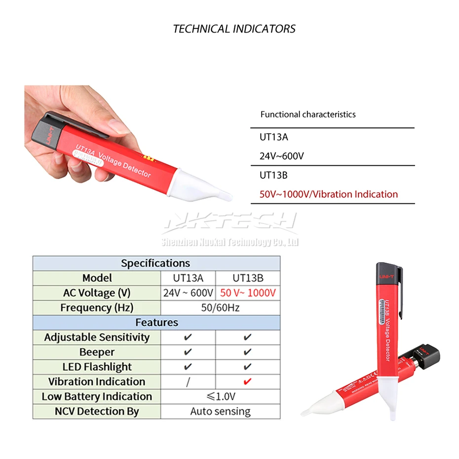 UNI-T Тесты ручка UT13A UT13B детекторы напряжения переменного тока Регулируемая чувствительность автоматического обнаружения 24 V-600 V светодиодный вспышка звуковой индикатор 50/60Hz