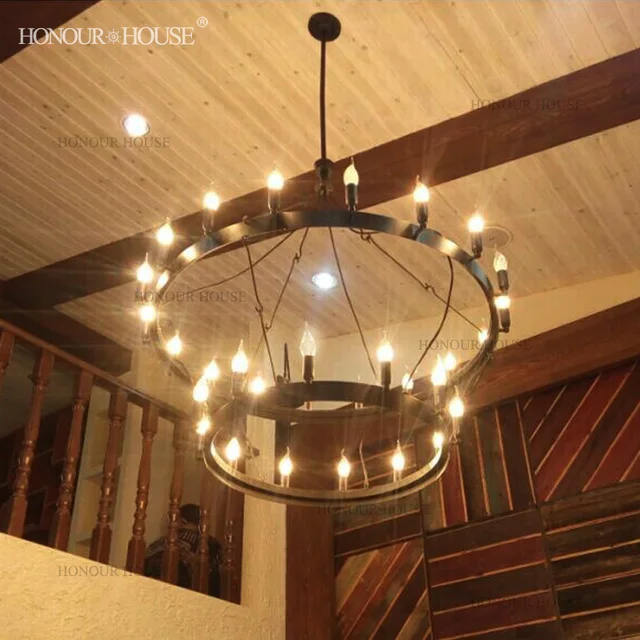european and american style retro rustic wrought iron chandelier industrial round table