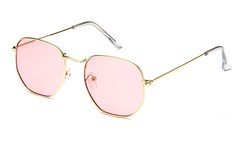 RunBird мужчин гексагональной Плоские линзы солнцезащитные очки марки дизайнер новые винтажные женские розовые зеркало вождения солнцезащитные очки 5046 - Цвет линз: Pink Transperant