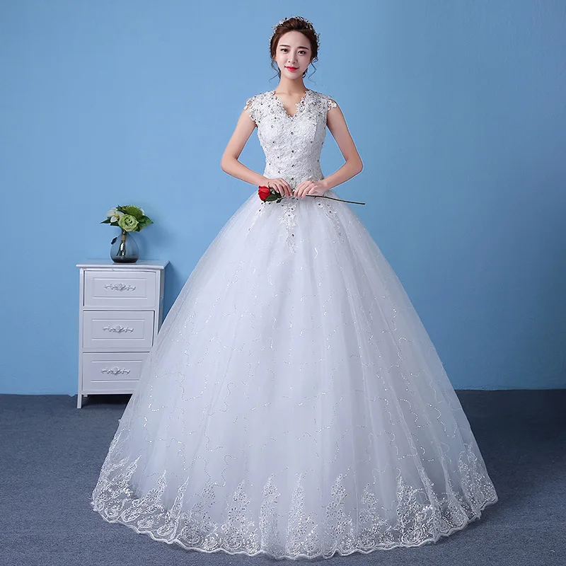 Vestido de Casamento Vestido de Noiva Vestidos de Casamento para Mulheres Vestido de Princesa de Luxo Lace Bola Vestidos Tamanho Grande up 1 Cheap Vestidos de Noiva