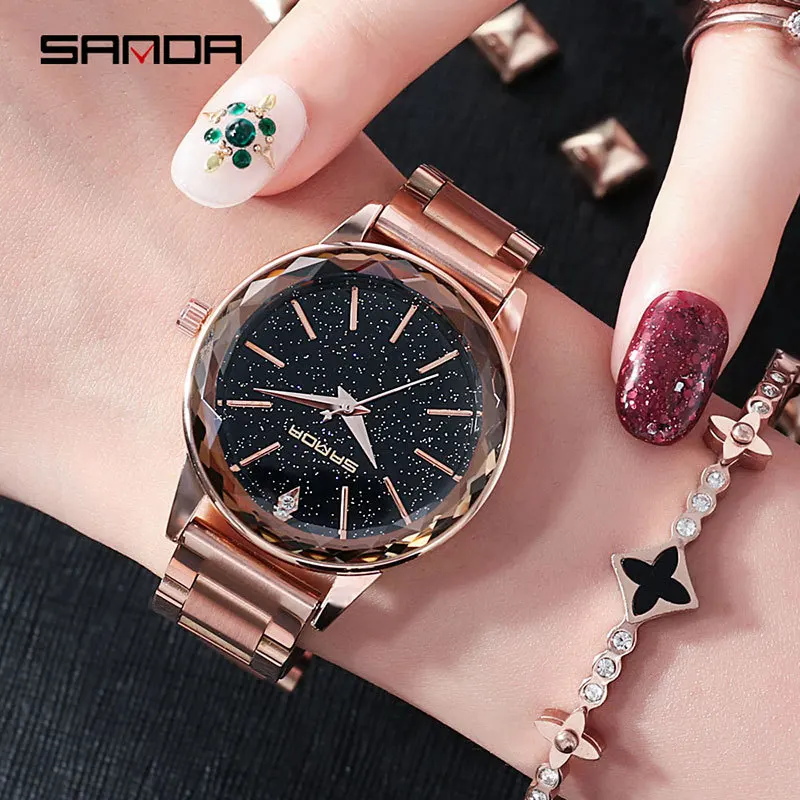 

2019 Iamond Rose Gold Women Watches Fashion Ladies Starry Sky Magnetic Watch Casual Mesh Steel Rhinest Waterproof Quartz Watch