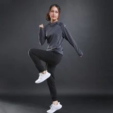 Спортивная футболка для бега с капюшоном для женщин, быстросохнущая футболка для тренировок, женские для фитнеса, футболка с коротким рукавом, топы для бега