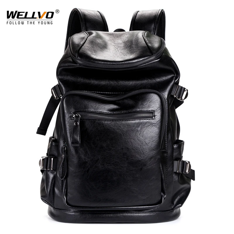 Buy Wellvo Men PU Leather Backpack Teenager Vintage