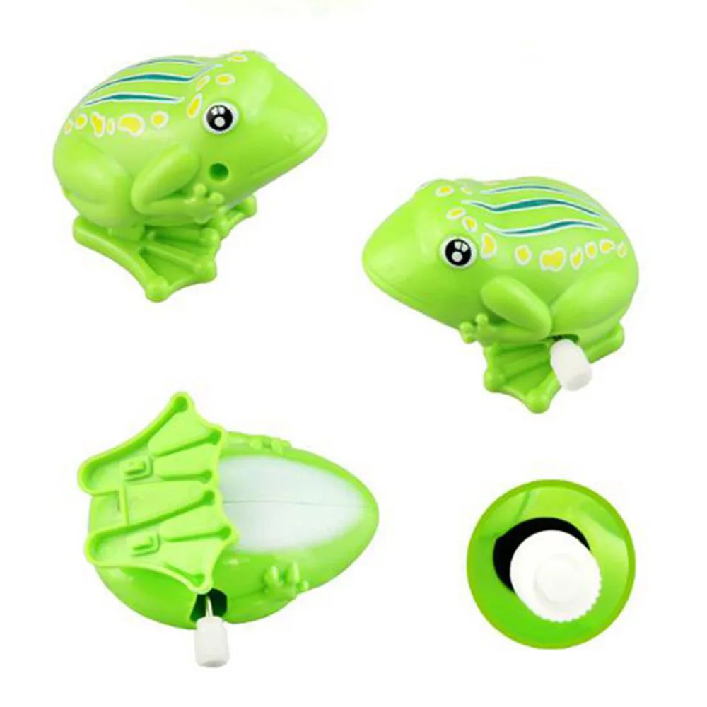 Children Lovely Cute Green Color Jumping Frog Clockwork Toy for Kids Plastic Classic Wind Up Toy for above 3 years old kids