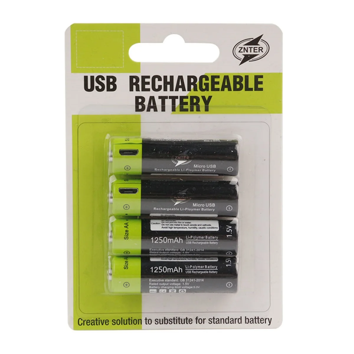 ZNTER 1,5 V AA 1250mAh литий-полимерная аккумуляторная батарея микро usb зарядка 1,5 v батареи